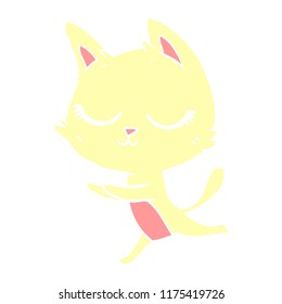 calm flat color style cartoon cat