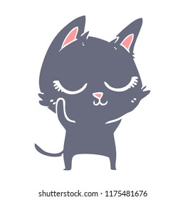 calm flat color style cartoon cat