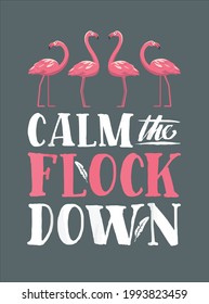 Calm The Flock Down T Pink Flamingo Women Summer Gift design vector illustration for use in design and print poster canvas