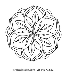 Calm Flower Flow in Labyrinth Circles coloring book page