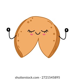 Personagem de biscoito da sorte calma com olhos fechados ilustração