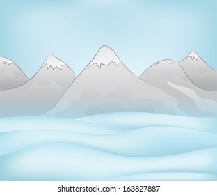 calm free winter landscape plain scene with mountains vector illustration