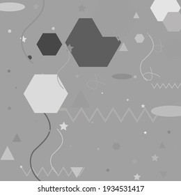 Calm Gray Monochorome Vector Illustration. Pastel Shadows Modern Style Simple Hipster Art. Shadows Monochorome Black Ornamental Fabrics. Calm Gray White Digital Grey Geometrical Modern Design.