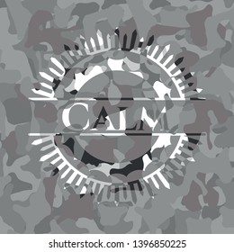 Calm grey camo emblem. Vector Illustration.