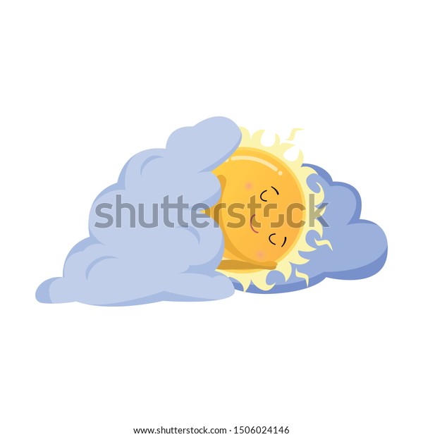 Calm Happy Sleeping Clouds Sun Vector Stock Vector (Royalty Free ...