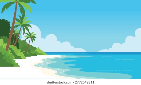 Calm Horizon Bali Beach Flat Design Illustration