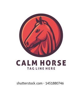 calm horse logo designs vector