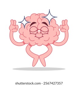 Calm human brain character meditating