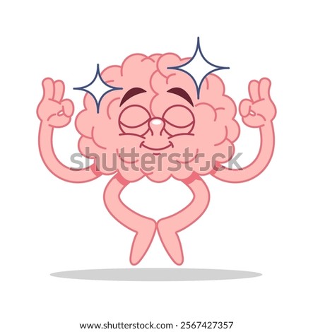 Calm human brain character meditating