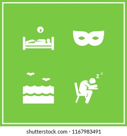 calm icon. 4 calm vector set. sleeping, sea and eye mask icons for web and design about calm theme