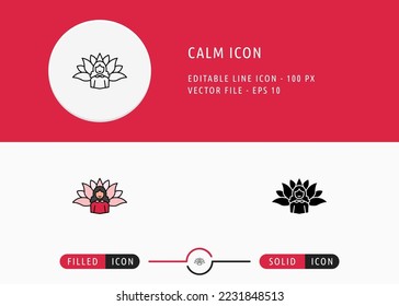 Calm Icon Isolated on White Background. Mind Meditation Yoga Thin Line Symbol Stock Vector Illustration For Mobile App And Web Design.