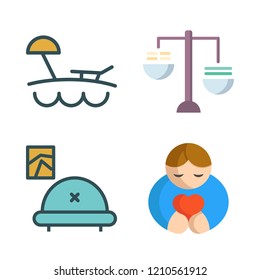 calm icon set. vector set about balance, hugh, livingroom and beach icons set.