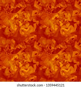 Calm intersecting red stars on an orange background. Pattern to decorate any holiday and bright events.