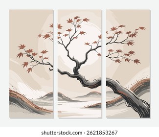 Calm Japandi Minimalist Nature Inspired Artwork