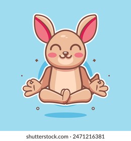 calm kangaroo animal character mascot with yoga meditation pose isolated cartoon 