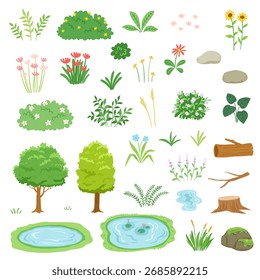Ilustración de Elementos de Calm Lake para diseño de Naturaleza