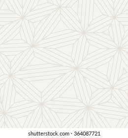 Calm linear background. Seamless vector pattern. Abstract geometric forms like flowers. Lines converge to central nodes. Triangular gaps between figures. Pattern for wallpapers, backgrounds, prints.