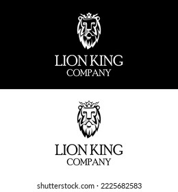 Calm Lion king face with crown on head for classic men fashion brand company logo design