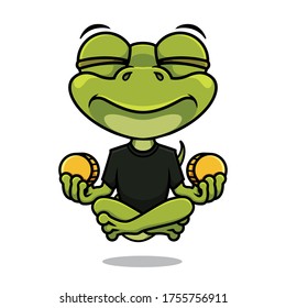 Calm Lizard Doing Coin Meditation