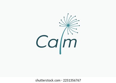 calm logo with a combination of calm lettering and a dandelion for the letter L