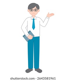 Calm Male Teacher Explaining with Materials (Mid-Career)
