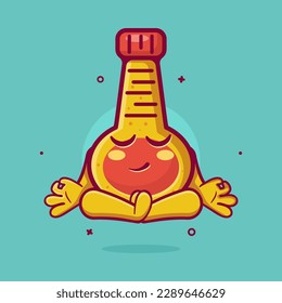 calm mayonnaise bottle character mascot with yoga meditation pose isolated cartoon in flat style design