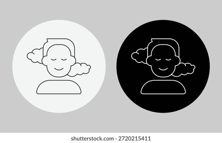 Icono de calma mental y paz interior, Vector de arte de línea minimalista para el bienestar mental, meditación de atención plena, alivio del estrés y símbolo de conciencia de equilibrio psicológico