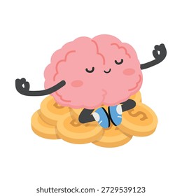 A calm mind mascot finding balance with money showing financial peace focus abundance and mindful wealth mindset in a relaxing lifestyle theme