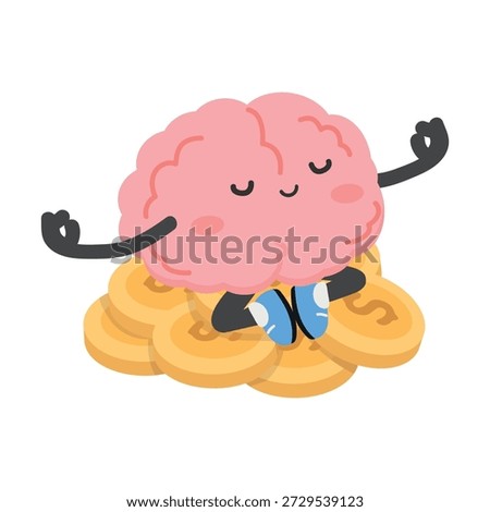 A calm mind mascot finding balance with money showing financial peace focus abundance and mindful wealth mindset in a relaxing lifestyle theme