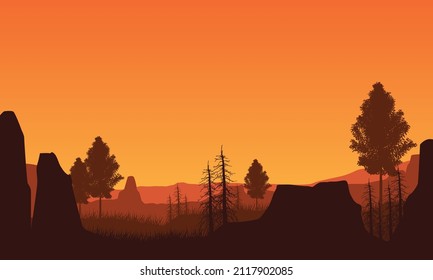 A calm morning with fantastic views of the mountains and cliffs from the edge of the countryside.