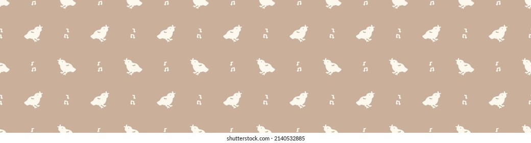 Calm newborn baby minimal bird seamless border pattern. Gender neutral scandi style sketch endless background ribbon tape. Trendy bordur edging. 