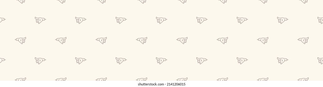 Calm newborn baby minimal bird seamless border pattern. Gender neutral scandi style sketch endless background ribbon tape. Trendy bordur edging. 