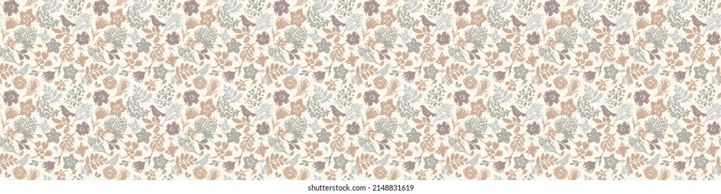 Calm newborn baby minimal bird seamless border pattern. Gender neutral scandi style sketch endless background ribbon tape. Trendy bordur edging. 