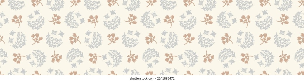 Calm newborn baby minimal foliage seamless border pattern. Gender neutral scandi style sketch endless background ribbon tape. Trendy bordur edging. 