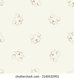 Calm newborn minimal animal seamless pattern. Gender neutral baby nursery decor background. Scandi style sketch wallpaper background tile or toddler inclusive apparel fashion.