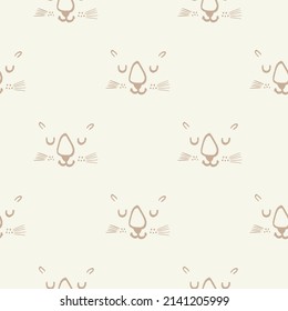 Calm newborn minimal animal seamless pattern. Gender neutral baby nursery decor background. Scandi style sketch wallpaper background tile or toddler inclusive apparel fashion.