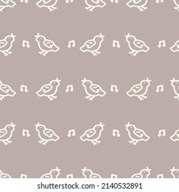 Calm newborn minimal bird seamless pattern. Gender neutral baby nursery decor background. Scandi style sketch wallpaper background tile or toddler inclusive apparel fashion.