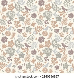 Calm newborn minimal bird seamless pattern. Gender neutral baby nursery decor background. Scandi style sketch wallpaper background tile or toddler inclusive apparel fashion.