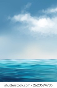 Calm ocean seascape. Marine background. Summer background with ocean and blue sky
