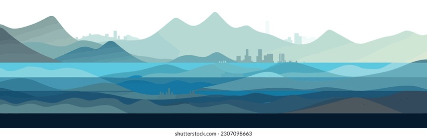 Calm ocean waves vector background