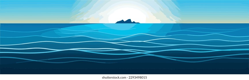 Ilustración vectorial en el océano tranquilo 