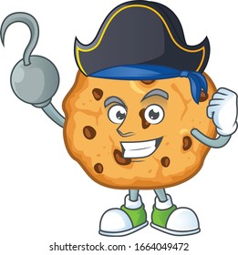 Calm one hand Pirate chocolate chips cookies mascot design wearing hat