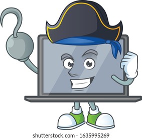 Calm one hand Pirate monitor mascot design wearing hat