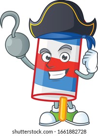 Calm one hand Pirate rocket USA stripes mascot design wearing hat