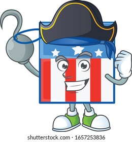 Calm one hand Pirate USA price tag mascot design wearing hat
