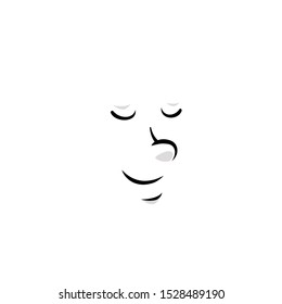 calm peace face expression icon logo symbol silhouette with cartoon line style