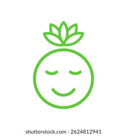 Calm, Peaceful Emoji icon, Isolated on white background, Green icon