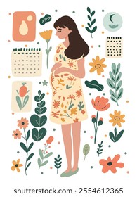 Calm and peaceful pregnant woman in a wellness-focused space