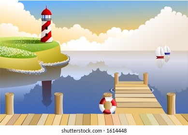 Calm and peaceful seaside at sunset
