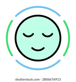Calm Peaceful Smiling Face Relaxation Mindfulness Aura Icon